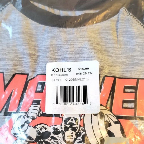 Boys Marvel Heroes Raglan Graphic T-Shirt by Jumping Beans Size 4 - Picture 3 of 4